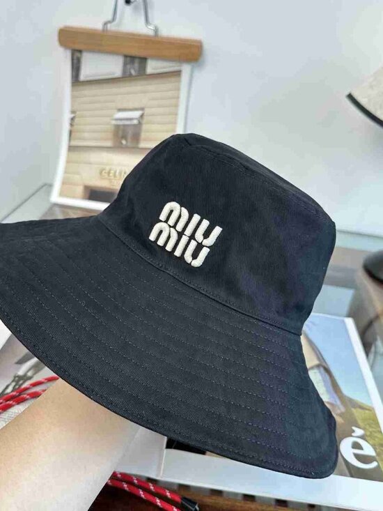 Miu Miu Cotton Sun Hat with Red Drawstring Detail main image 4